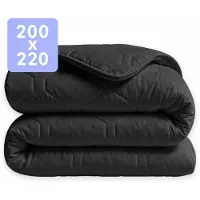 HappyBed Dekbed zonder overtrek 200x220 - 100% Katoen - Wasbaar Dekbed - Bedrukt dekbed zonder hoes - Hoesloos Dekbed - Tweepersoonsdekbed - Zwart