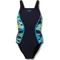 Speedo Hyperboom Splice Muscleb 1P Dames - Chloorbestendig Sportbadpak Dames - Kleurvast Badpak Dames - Zwempak Dames met Muscleback - Zwart/Groen - 40