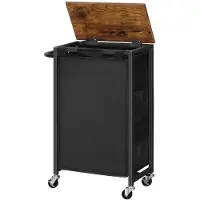 Trankielo - Wasmand met Deksel en Wielen – Ruimtebesparend – Vintage Bruin en Zwart – 43,4 L Capaciteit – Oxford-Stof Tas
