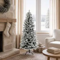 vidaXL - Kunstmatige - Hinged - Kerstboom - 120 - cm - PVC - en - PE - Groen - en - Wit