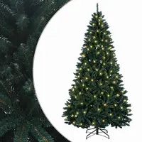 vidaXL - Kunstmatige - Hinged - Kerstboom - 240 - cm - 300 - LED's - Warmwit