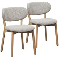DS4U - Quinn eetkamerstoel - Set van 2 - Beige / naturel hout - Hout - Met armleuning