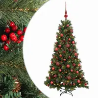 vidaXL - Kunstkerstboom - met - kerstbal - 150 - cm - 150 - LED's - Warmwit