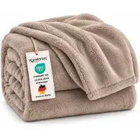Komfortec Fleece Deken - Met kasjmier gevoel - Plaid - Fleece Plaid - Fleece Dekens - Fleece Deken 130x150 cm – Super Zacht – Beige
