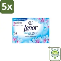 Lenor 5 x - Droogtrommeldoekjes - Spring Awakening - 34 Doekjes - Grootverpakking - Vaatwasstrips - Droogtrommeldoekjes - Voorjaar Geur - Droogtrommel Geur - Kleding Fris - Statische Elektriciteit