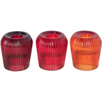 J-Line Kandelaar - glas - oranje/rood - assortiment van 3