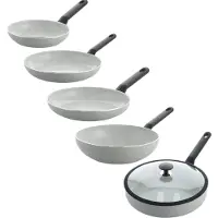 BK Universe Granite Pannenset 5-delig - 20/24/28/28/28 cm - PFAS-vrije antikleeflaag - Inductie pannenset - Koekenpannen + Hapjespan + Wokpan - Ovenbestendig tot 160°C - Koudgrepen - Grijs/Graniet