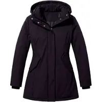 Gentile Bellini Damesjas - Jas Lang - Winterjas Dames Volwassen - Getailleerde (Slim Fit) en Gewatteerde Jas Dames met Capuchon - Parka Jas -GS10681- Zwart