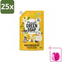 Marcel's Green Soap 25 x - Wasverzachter - Navulling - Katoen & Vanille - Zachte frisheid- 30 Wasbeurten - 750 ml - Bulkverpakking - Wasverzachter - Douchemop - Wasgoed zachter maken