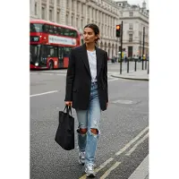 Trendyol TRENDYOLMİLLA Dames Zwart Effen Lang Oversized Blazers