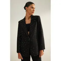 Trendyol TRENDYOLMİLLA Dames Zwart Effen Lang Regular fit Blazers
