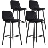 DS4U - Gaby barkruk 75 cm - Set van 4 - Zwart - Velvet