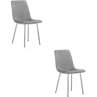 Leobert TURIN Eetkamerstoelen – Set van 2 – Grijs Velvet – Metalen Poten – Comfortabele Ergonomische Zitting – Modern Design – Velvet Stoel voor Woonkamer, Keuken en Eetkamer – Max. 110 kg per Stoel