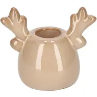 Jens Living Kandelaar Rudolf Taupe - Porseleinen Rendierhoofd voor Kerst en Sfeervolle Woondecoratie