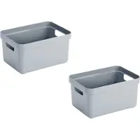 Sunware Opbergbox Sigma - 4x stuks - kunststof - blauw - 13 liter - Opbergbakken/opbergers - 35 x 25 x 18 cm