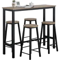 SoBuy Bartafel met 4 Krukken - Max. 150 kg - Industrieel - 120 x 40 x 100 cm - Bruin / Zwart