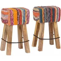 vidaXL - Barkruk - 2 - st - Meerkleurig - 44 - x - 33 - x - 74 - cm - Echt - Leer