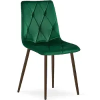 Hobby Hall LIBRA Eetkamerstoel – Groen Velvet – Walnootkleurige Houten Poten – Comfortabele Gestoffeerde Zitting – Modern Design – Velvet Stoel voor Woonkamer, Keuken en Eetkamer – Max. 110 kg