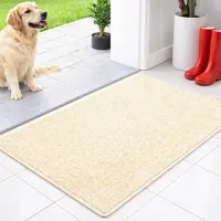 Famanu – Vuilafstotende mat binnen 80 x 120 cm - Beige - Antislip, machinewasbare deurmat - Vuilafstotende mat voor honden - Voor de voordeur en gang