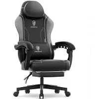 Dowinx Ergonomische Bureaustoel / Gamingstoel - Ergonomisch - Met massagefunctie - Met uitschuifbare voetsteun - Maximaal draagvermogen 150 kg - Voor kantoor en gamen - Van faux leer - Zwart-grijs