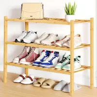 Smiry Schoenenrek (3 niveaus) - Bamboe Schoenenrek - Houten Schoenenkast -Schoenenrek hout - 68x28x49.5cm - Houtkleur