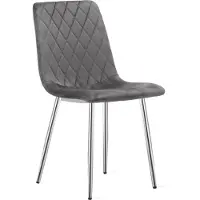 Leobert TURIN Eetkamerstoel – Grijs Velvet – Metalen Poten – Comfortabele Ergonomische Zitting – Modern Design – Velvet Stoel voor Woonkamer, Keuken en Eetkamer – Max. 110 kg