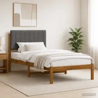 vidaXL Bedframe met gestoffeerd hoofdbord Naturel en lichtgrijs
