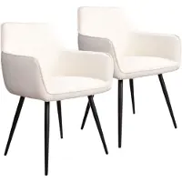 DS4U - Ravi 3.0 eetkamerstoel - Set van 2 - Wit - Boucle - Met armleuning