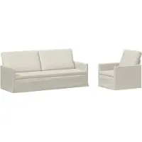 vidaXL - Bankstel - 2 - pcs - Crèmekleurig - fluweel
