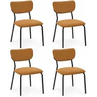 MISOU Stoelen - Set van 4 Dinerstoelen - Eetkamerstoelen Zonder Armleuning - Ribstof - Mosterdgeel - JULES