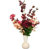 Mica Decorations Cassy Boeket Roze met 18 Stelen - Kunstboeket van Polyester in Roze en Bordeaux Tinten - Bloemenboeket voor Vaas of Dressoir - Lengte 80 x Diameter 30 cm