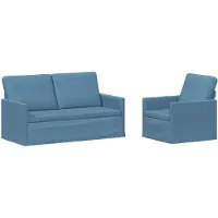vidaXL - Bankstel - 2 - pcs - Blauw - Corduroy - stof