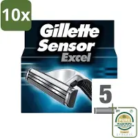 Gillette 10 x - Sensor Excel - Comfortabele scheerbeurt - 5 Navulscheermesjes - Grootverpakking - Scheermesjes - Comfortabele Scheerbeurt - Huidbescherming - Sensor Excel - Sensor Excel