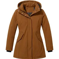 Gentile Bellini Damesjas - Jas Lang - Winterjas Dames Volwassen - Getailleerde (Slim Fit) en Gewatteerde Jas Dames met Capuchon - Parka Jas -GS10681- Bruin