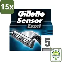 Gillette 15 x - Sensor Excel - Comfortabele scheerbeurt - 5 Navulscheermesjes - Grootverpakking - Scheermesjes - Scheermes - Sensor Excel - Sensor Excel - Comfortabele Scheerbeurt