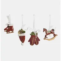 Loberon Hanger set van 4 Maisonpetite rood/groen