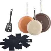 BK Sky Natural 3-delige koekenpannenset 20+24+28 cm met nylon spatel en panbeschermers