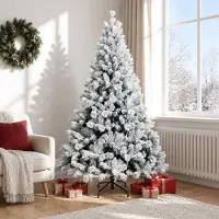 vidaXL - Kunstmatige - Hinged - Kerstboom - 180 - cm - PVC - en - Metalen - Groen - en - Wit
