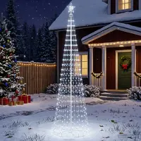 vidaXL Led-kegelkerstboom 250 cm 470 LED's Koel wit Staal Wit