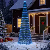 vidaXL - LED - kerstboom - 270 - cm - 648 - LED's - Blauw - Staal - Groen