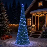 vidaXL Led-tinselkerstboom met voet EKENAS 300 cm 475 LED's Blauw