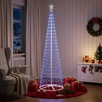 vidaXL Led-kegelkerstboom 250 cm 470 LED's Blauw Staal Wit