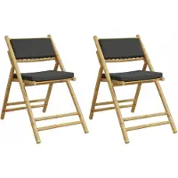 VMP 2x Bamboe Tuinstoel Inklapbaar met Comfortabele Kussens