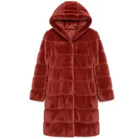 Gentile Bellini Bontjas Dames - Nep Bontjas Dames met Capuchon -GS1610- Bordeaux