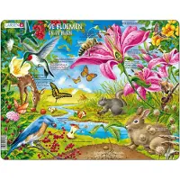 Larsen De bloemen en de bijen – Puzzel – Dieren – Bijen en bloemen – Educatieve legpuzzel voor kinderen – 55 stukjes – Gemaakt in Noorwegen – Extra dikke 2,5 mm stukjes – Tray met vaste rand