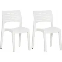 VMP 2x Witte Tuinstoelen Stapelbaar PP Comfortabel Balkon Terras