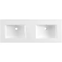 Lambini Designs Pavia wastafel keramiek 120cm dubbel zonder kraangaten wit glans