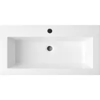Lambini Designs Copparo compacte wastafel mineraalmarmer 100cm met kraangat wit glans