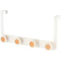 Tendance Patère 4 crochets en métal et bois blanc