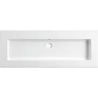 Lambini Designs Pavia wastafel keramiek 120cm enkel zonder kraangaten wit glans